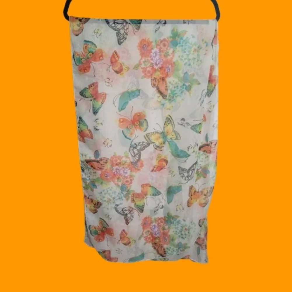 Scarf Floral Butterfly Print Scarf Flowers Beautiful Cottagecore Naturecore